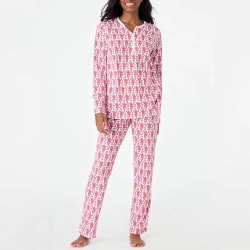 Roller Rabbit Pink Monkeys PJ Set - Perfect - XS